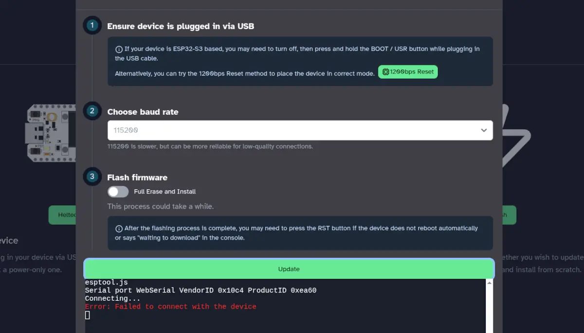 Heltec will not accept firmware